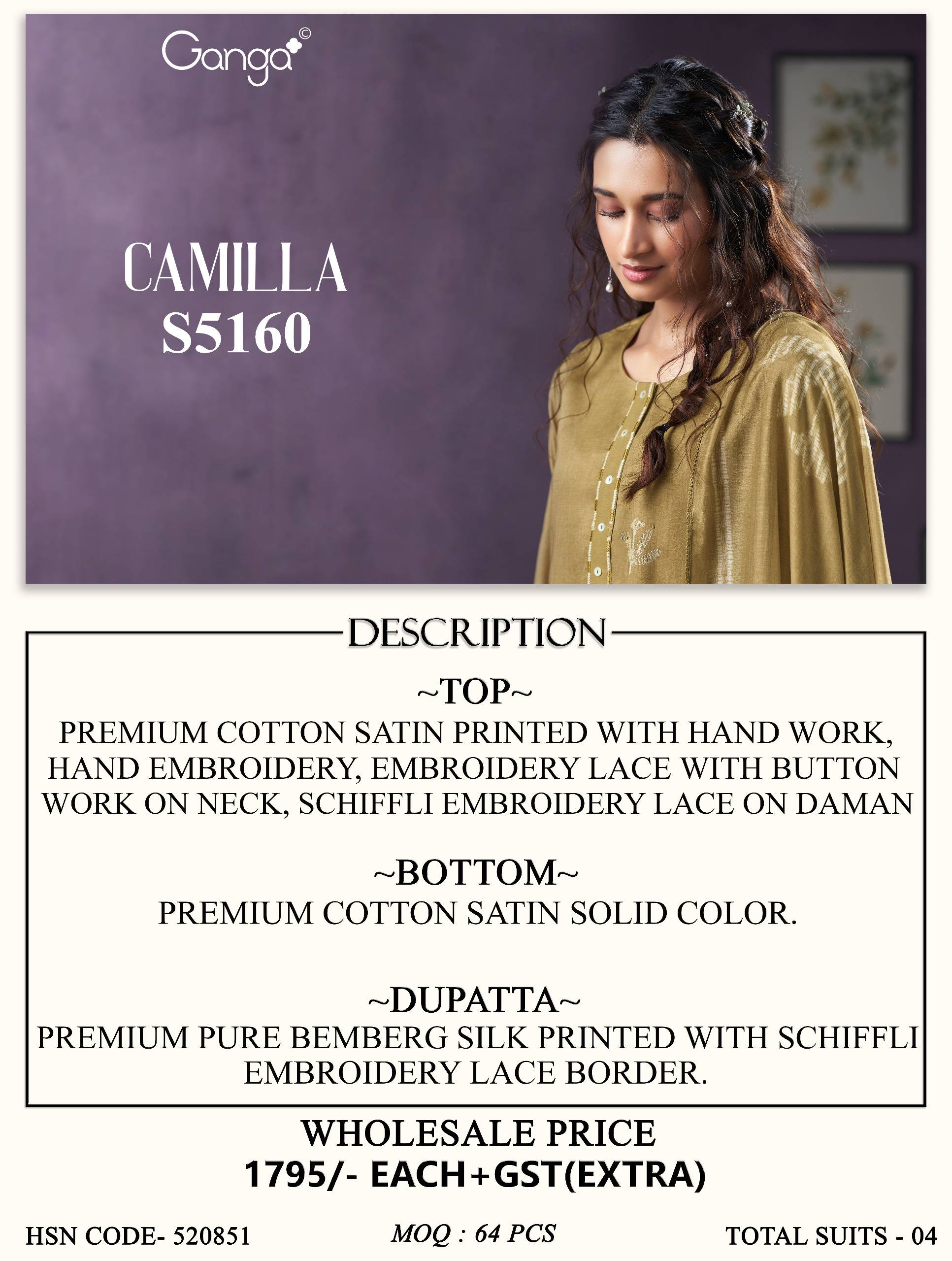 CAMILLA 5160 SERIES BY GANGA FASHION Beautiful Colourful COTTON SATIN Dresses At Wholesale Price